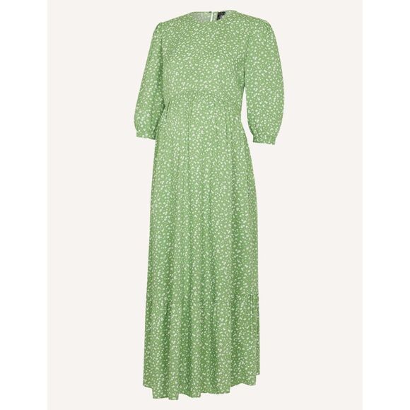Nobody's Child Maternity Green Ditsy Floral Print Rachel Midi Dress Sz 12 Large - Picture 1 of 9